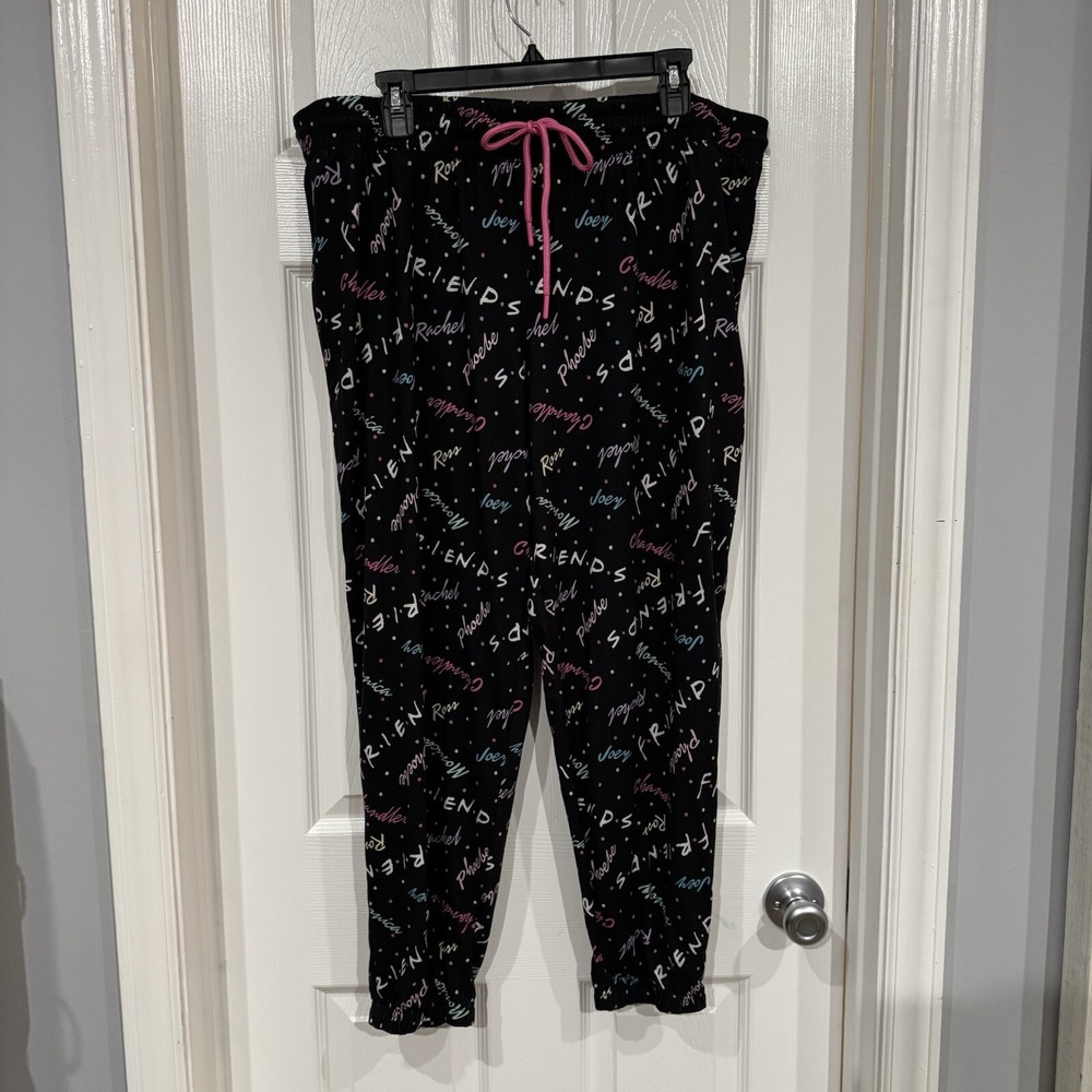 TV‎ Series 'Friends' Women's 2x Black Colorful Design Lounge Pajama Pants